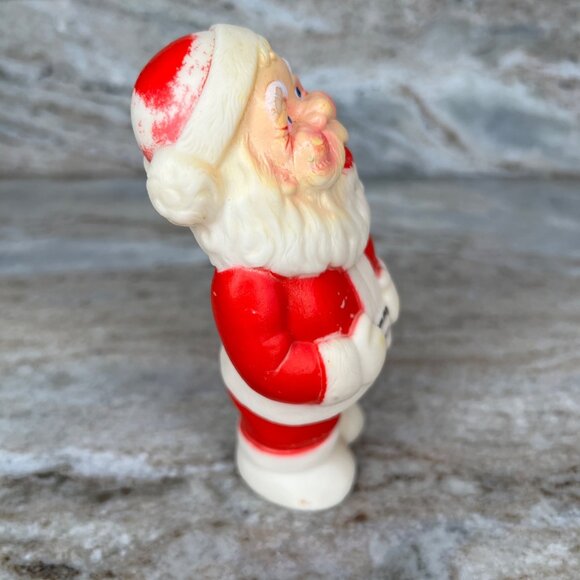 Vintage Santa Claus Squeaky Toy Christmas 5"  Kitschy Rubber Soft Taiwan Retro - Picture 5 of 9